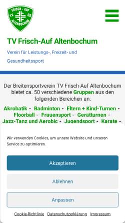 Vorschau der mobilen Webseite www.frischaufaltenbochum.de, T.V. Frisch-Auf Altenbochum 08 e.V.