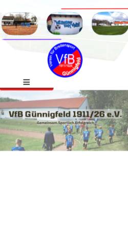 Vorschau der mobilen Webseite www.vfbguennigfeld.de, VfB Günnigfeld 11/26 e.V.