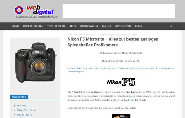 Vorschau von www.webdigital.de, Nikon F5 Fanseite