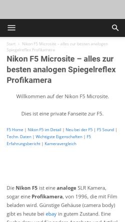 Vorschau der mobilen Webseite www.webdigital.de, Nikon F5 Fanseite