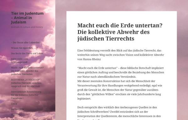 Vorschau von www.tierimjudentum.de, Tier im Judentum