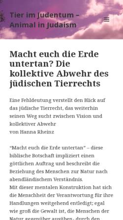 Vorschau der mobilen Webseite www.tierimjudentum.de, Tier im Judentum