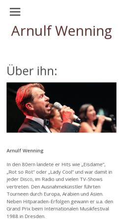 Vorschau der mobilen Webseite www.arnulfwenning.de, Arnulf Wenning - Fotografie, Musik und Meer