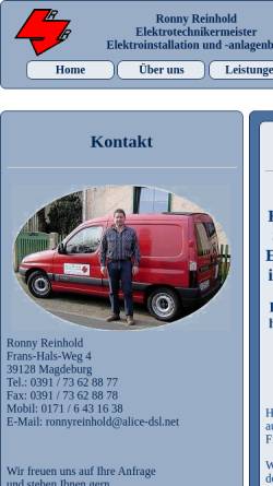 Vorschau der mobilen Webseite www.ronnyreinhold.de, Elektroinstallation und -anlagenbau Ronny Reinhold