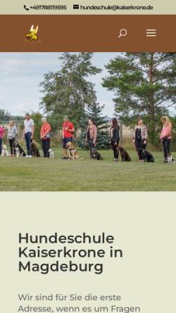 Vorschau der mobilen Webseite www.hundeschule-kaiserkrone.de, Hundeschule Kaiserkrone