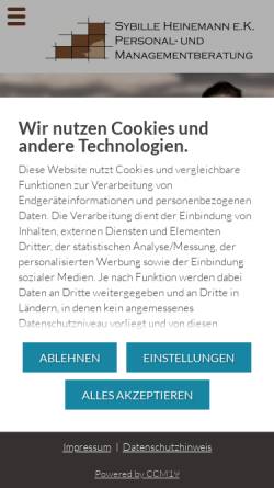 Vorschau der mobilen Webseite www.heinemann-personal.de, Sybille Heinemann e.K. Personal- und Managementberatung