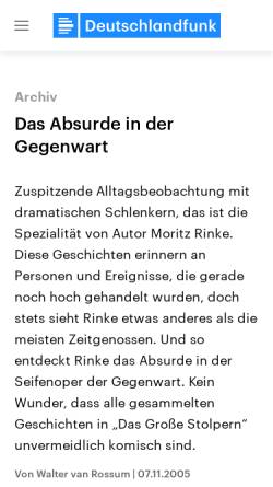 Vorschau der mobilen Webseite www.deutschlandfunk.de, Moritz Rinke: Das große Stolpern