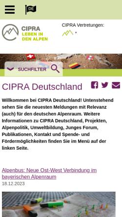 Vorschau der mobilen Webseite www.cipra.de, CIPRA Deutschland