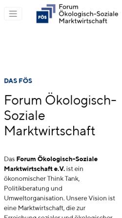 Vorschau der mobilen Webseite www.foes-ev.de, Förderverein Ökologische Steuerreform (FÖS) e.V.