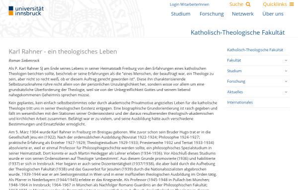 Vorschau von www.uibk.ac.at, Karl Rahner - ein theologisches Leben