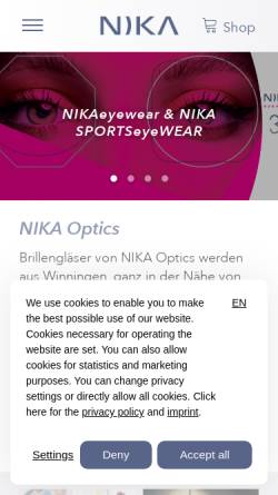 Vorschau der mobilen Webseite www.nika.de, Nika Optics GmbH