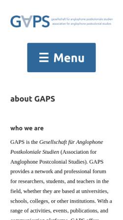 Vorschau der mobilen Webseite www.gnel.de, Gesellschaft für die neuen englischprachigen Literaturen e.V. (GNEL)
