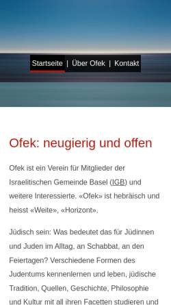 Vorschau der mobilen Webseite www.ofek.ch, Ofek Basel - Vielfalt des Judentums