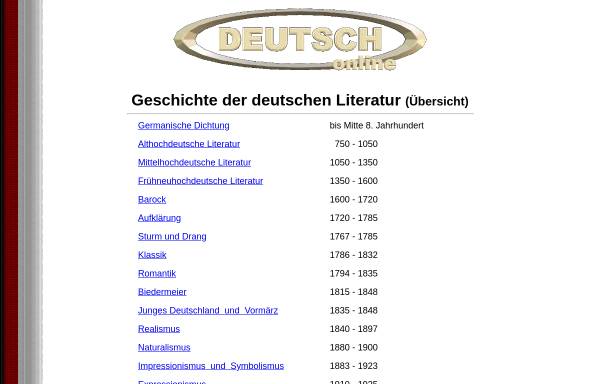 Vorschau von www.udoklinger.de, Geschichte der deutschen Literatur