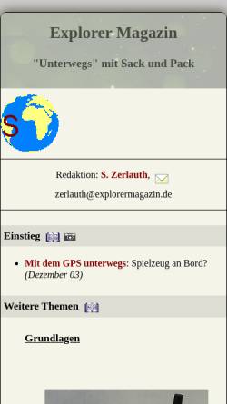 Vorschau der mobilen Webseite www.explorermagazin.de, GPS