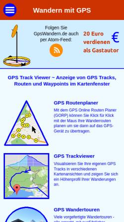 Vorschau der mobilen Webseite www.gpswandern.de, GPS Track Viewer