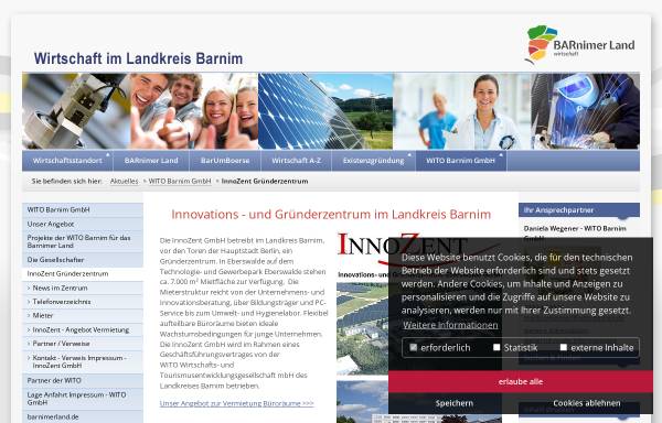 Vorschau von www.wirtschaft-barnim.de, InnoZent - Innovations - und Gründerzentrum im Landkreis Barnim
