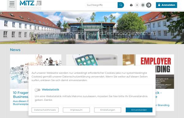 Vorschau von www.mitz-merseburg.de, Merseburger Innovations- und Technologiezentrum GmbH