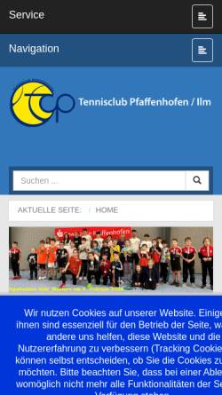 Vorschau der mobilen Webseite www.tennisclub-pfaffenhofen.de, Tennisclub Pfaffenhofen / Ilm e.V.