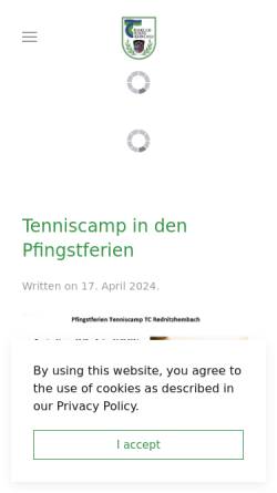 Vorschau der mobilen Webseite www.tennisclub-rednitzhembach.de, Tennisclub Rednitzhembach