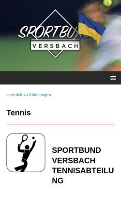 Vorschau der mobilen Webseite www.tennis-versbach.de, Tennisverein Versbach
