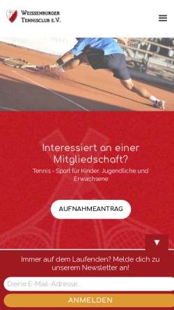 Vorschau der mobilen Webseite weissenburgertennisclub.de, Weissenburger Tennisclub