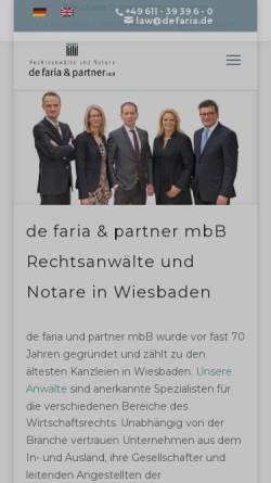 Vorschau der mobilen Webseite www.defaria.de, De Faria & Partner