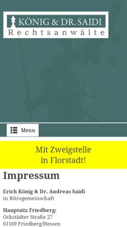 Vorschau der mobilen Webseite www.kanzlei-koenig.eu, König, Frisch & Bergmann