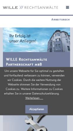 Vorschau der mobilen Webseite www.wille-rechtsanwaelte.de, Wille, Dr. Nodoushani und Demuth