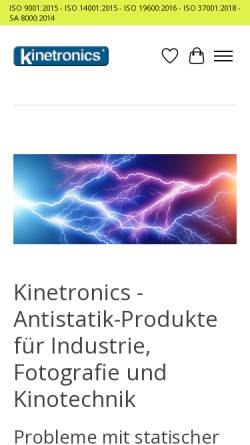 Vorschau der mobilen Webseite www.kinetronics.de, Kinetronics Europe GmbH
