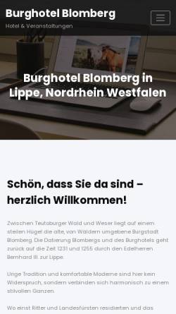 Vorschau der mobilen Webseite www.burghotel-blomberg.de, Burghotel Blomberg