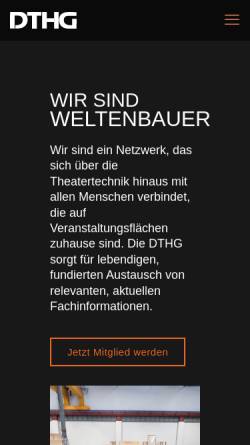 Vorschau der mobilen Webseite www.dthg.de, DTHG - Deutsche theatertechnische Gesellschaft