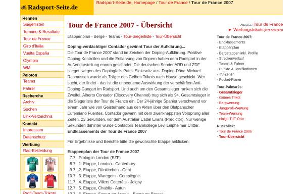 Vorschau von www.radsport-seite.de, Tour de France 2007
