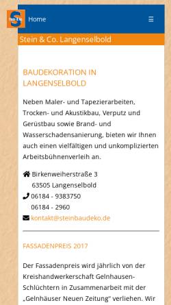 Vorschau der mobilen Webseite www.steinbaudeko.de, Stein + Co. GmbH