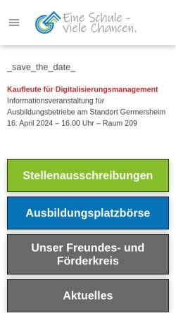 Vorschau der mobilen Webseite bbs-germersheim.de, Berufsbildende Schule Germersheim mit Außenstelle Wörth
