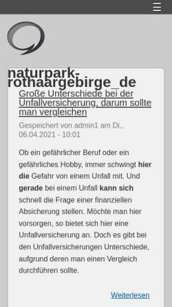 Vorschau der mobilen Webseite www.naturpark-rothaargebirge.de, Naturpark Rothaargebirge