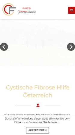 Vorschau der mobilen Webseite www.cf-austria.at, Cystische Fibrose Hilfe Österreich