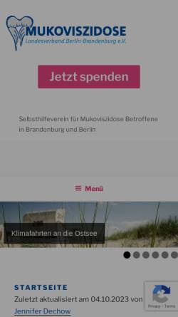 Vorschau der mobilen Webseite www.muko-berlin-brandenburg.de, Mukoviszidose Landesverband Berlin-Brandenburg e.V.