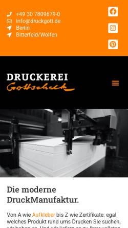 Vorschau der mobilen Webseite www.druckgott.de, Druckwerkstätte Gottschalk