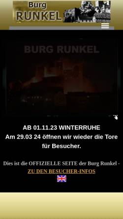 Vorschau der mobilen Webseite www.burg-runkel.de, Burg Runkel
