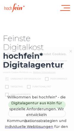Vorschau der mobilen Webseite www.hochfein.de, hochfein* Digitalagentur