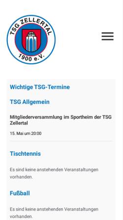 Vorschau der mobilen Webseite www.tsg-zellertal.de, TSG Zellertal 1900 e.V.