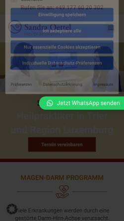 Vorschau der mobilen Webseite sandraoettel.de, Sandra Oettel - Heilpraktiker Trier