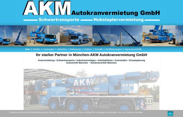 Vorschau von www.akm-muenchen.de, AKM Autokranvermietung GmbH