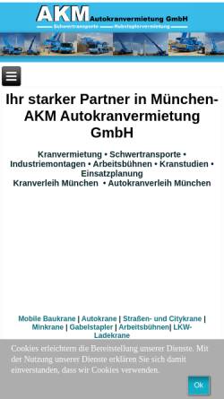 Vorschau der mobilen Webseite www.akm-muenchen.de, AKM Autokranvermietung GmbH