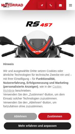Vorschau der mobilen Webseite www.motorrad-wimmer-merkel.de, Motorrad Wimmer und Merkel GmbH
