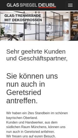 Vorschau der mobilen Webseite www.deubl-glas.de, Glas-Spiegel Deubl
