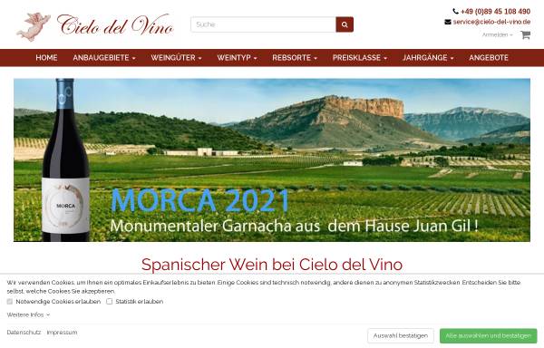 Vorschau von www.cielo-del-vino.de, Cielo del Vino