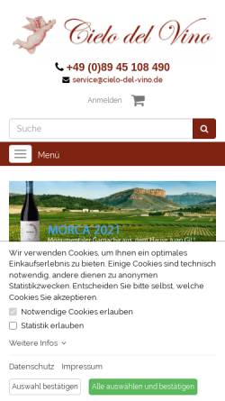 Vorschau der mobilen Webseite www.cielo-del-vino.de, Cielo del Vino