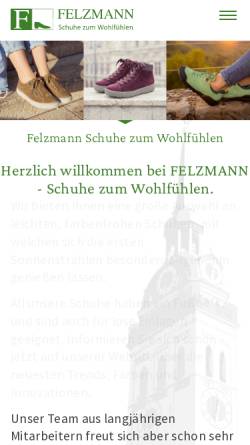Vorschau der mobilen Webseite www.felzmann-schuhe.de, Felzmann - Schuh-Spezialitäten